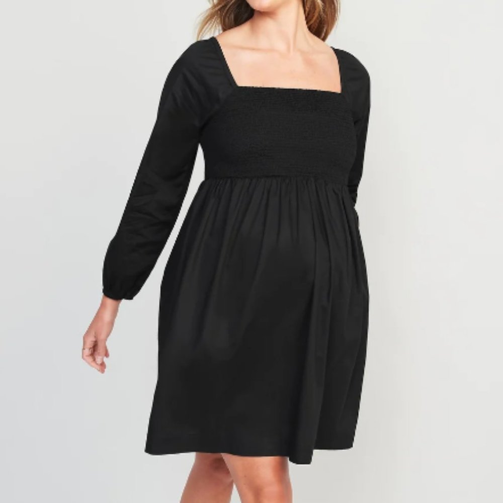 Maternity Fit & Flare Long-Sleeve Square-Neck Dress - bundle of two